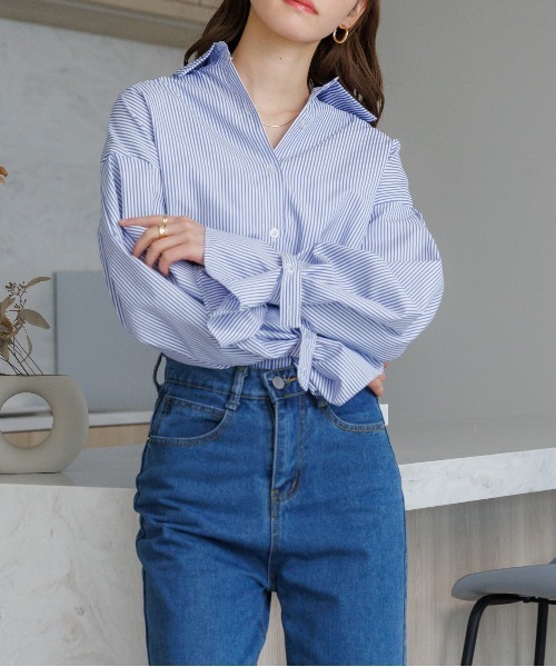 美品ENFOLO エンフォルド ストライプ デザインブラウス レディース　36 美品ENFOLO エンフォルド ストライプ デザインブラウス レディース 36