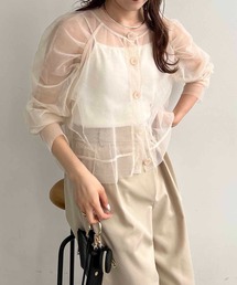 CAPRICIEUX LE'MAGE | チュールパフシャツ(シャツ/ブラウス)