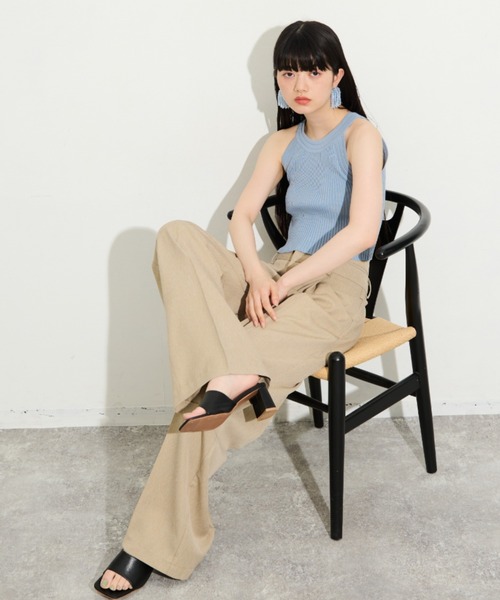 THE YOn（ザヨン）の「アメスリリブニットタンクトップ（タンクトップ・レディース・ブラック×ホワイト/グリーン/ブラック/サックスブルー/ピンク/ホワイト/ベージュ/プラム・FREE）」の14枚目の写真