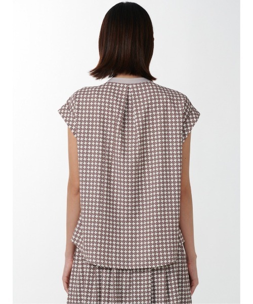 m.f.editorial（エムエフエディトリアル）の「m.f.エディトリアル レディース 配色バンドカラー 半袖比翼ブラウス（シャツ/ブラウス・レディース・ベージュ/ブラウン/ホワイト・MEDIUM/LARGE）」の8枚目の写真