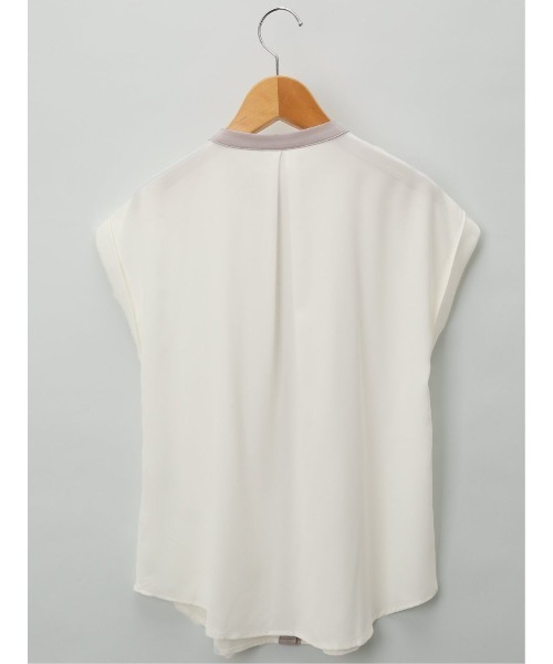 m.f.editorial（エムエフエディトリアル）の「m.f.エディトリアル レディース 配色バンドカラー 半袖比翼ブラウス（シャツ/ブラウス・レディース・ベージュ/ブラウン/ホワイト・MEDIUM/LARGE）」の14枚目の写真