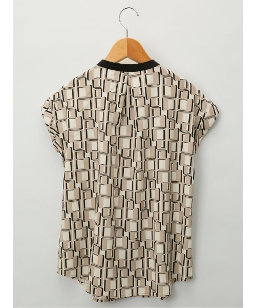 m.f.editorial（エムエフエディトリアル）の「m.f.エディトリアル レディース 配色バンドカラー 半袖比翼ブラウス（シャツ/ブラウス・レディース・ベージュ/ブラウン/ホワイト・MEDIUM/LARGE）」の19枚目の写真