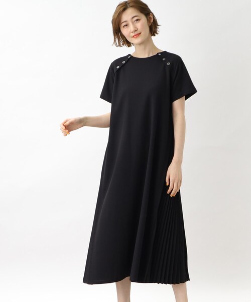 grove（グローブ）の「◆サイドプリーツカノコワンピース（ワンピース・レディース・ナチュラル/ブラック/ネイビー・02/03/04/01/05）」の2枚目の写真