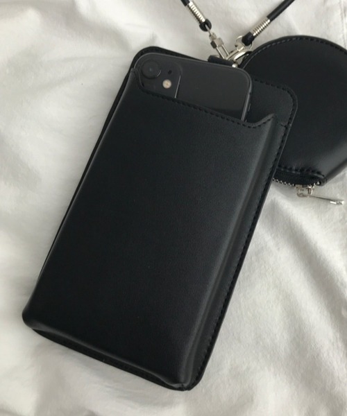 WEGO（ウィゴー）の「WEGO/シンプルPUスマホポーチ（スマホグッズ・レディース・ホワイト/ブラック・FREE）」の2枚目の写真