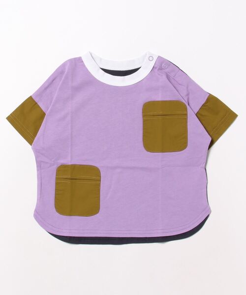 maarook（マルーク）の「天竺・モノトーンボーダーポケットTシャツ（Tシャツ/カットソー・キッズ・パープル・120cm/130cm/110cm/100cm/90cm）」の6枚目の写真