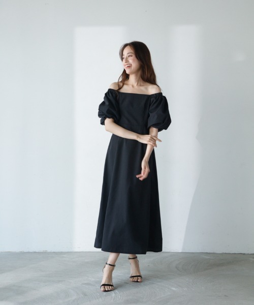 M.deux(エムドゥ)の「【2wayボリュームスリーブワンピース】(ワンピース・レディース・ブラック/ベージュ・MEDIUM)」の6枚目の写真