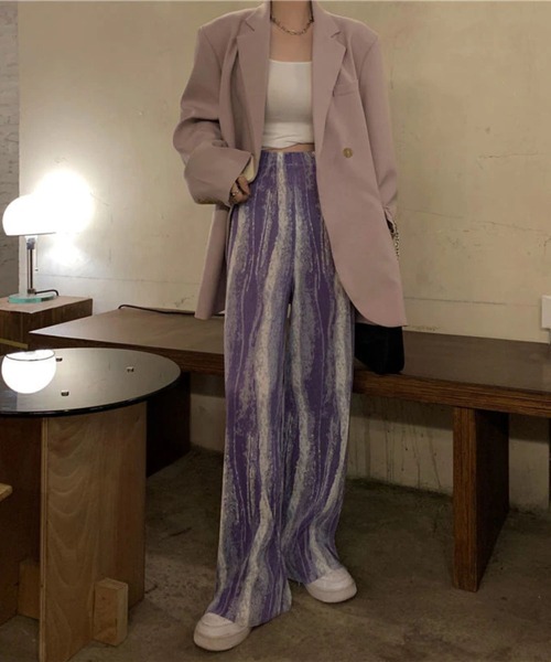 sevens（セブンズ）の「マーブルプリーツパンツ(se)（その他パンツ・レディース・ブルー/グリーン/ピンク/パープル・FREE）」の4枚目の写真