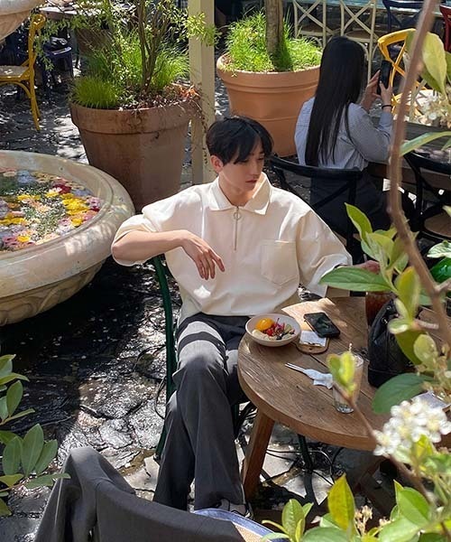 ASCLO(エジュクロ)の「ASCLO O Ring Zip Collar T Shirt(Tシャツ/カットソー・メンズ・ネイビー/クリーム・FREE)」の3枚目の写真