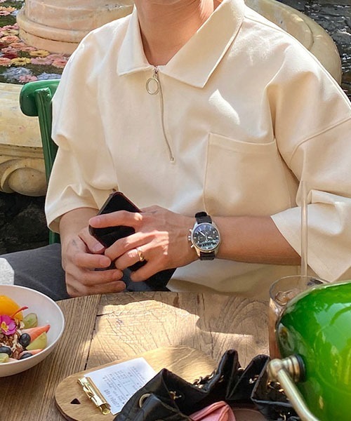 ASCLO(エジュクロ)の「ASCLO O Ring Zip Collar T Shirt(Tシャツ/カットソー・メンズ・ネイビー/クリーム・FREE)」の11枚目の写真