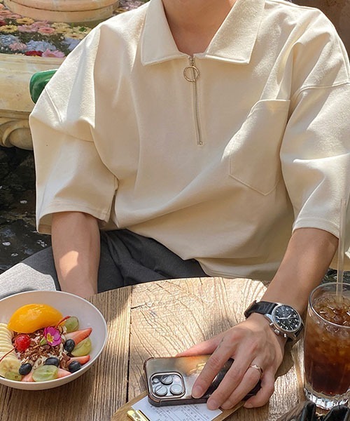 ASCLO(エジュクロ)の「ASCLO O Ring Zip Collar T Shirt(Tシャツ/カットソー・メンズ・ネイビー/クリーム・FREE)」の10枚目の写真