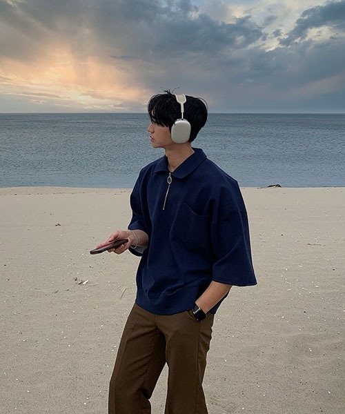 ASCLO(エジュクロ)の「ASCLO O Ring Zip Collar T Shirt(Tシャツ/カットソー・メンズ・ネイビー/クリーム・FREE)」の15枚目の写真