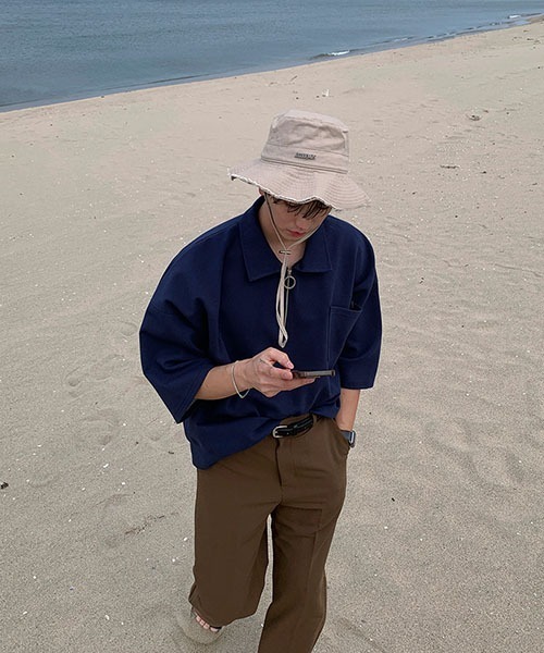 ASCLO(エジュクロ)の「ASCLO O Ring Zip Collar T Shirt(Tシャツ/カットソー・メンズ・ネイビー/クリーム・FREE)」の19枚目の写真