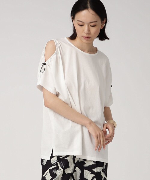 GALLEST（ギャレスト）の「ショルダードロストTシャツ（Tシャツ/カットソー・レディース・ホワイト/ブラック/グリーン/ピンク系・38/13）」の2枚目の写真