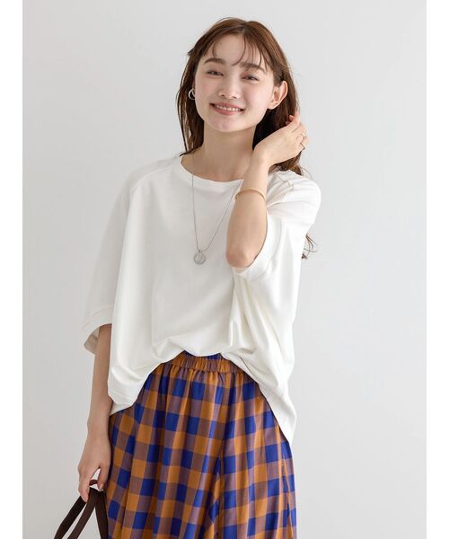 AMERICAN HOLIC（アメリカンホリック）の「キレイCottonドルマンカットプルオーバー（Tシャツ/カットソー・レディース・ライトイエロー/オフホワイト/ネイビー/チャコールグレー/ライトグレー・M/L）」の12枚目の写真