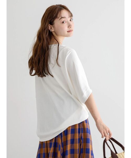 AMERICAN HOLIC（アメリカンホリック）の「キレイCottonドルマンカットプルオーバー（Tシャツ/カットソー・レディース・ライトイエロー/オフホワイト/ネイビー/チャコールグレー/ライトグレー・M/L）」の9枚目の写真