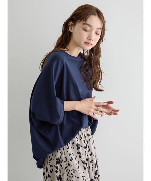 AMERICAN HOLIC（アメリカンホリック）の「キレイCottonドルマンカットプルオーバー（Tシャツ/カットソー・レディース・ライトイエロー/オフホワイト/ネイビー/チャコールグレー/ライトグレー・M/L）」の22枚目の写真