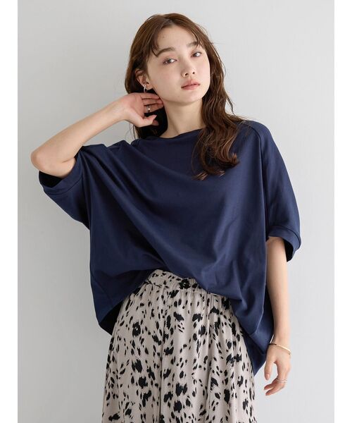 AMERICAN HOLIC（アメリカンホリック）の「キレイCottonドルマンカットプルオーバー（Tシャツ/カットソー・レディース・ライトイエロー/オフホワイト/ネイビー/チャコールグレー/ライトグレー・M/L）」の6枚目の写真