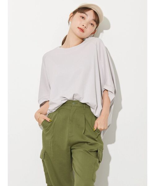 AMERICAN HOLIC（アメリカンホリック）の「キレイCottonドルマンカットプルオーバー（Tシャツ/カットソー・レディース・ライトイエロー/オフホワイト/ネイビー/チャコールグレー/ライトグレー・M/L）」の7枚目の写真