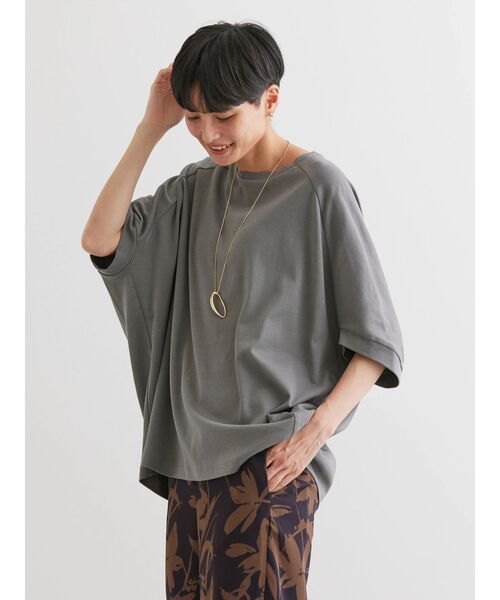 AMERICAN HOLIC（アメリカンホリック）の「キレイCottonドルマンカットプルオーバー（Tシャツ/カットソー・レディース・ライトイエロー/オフホワイト/ネイビー/チャコールグレー/ライトグレー・M/L）」の17枚目の写真