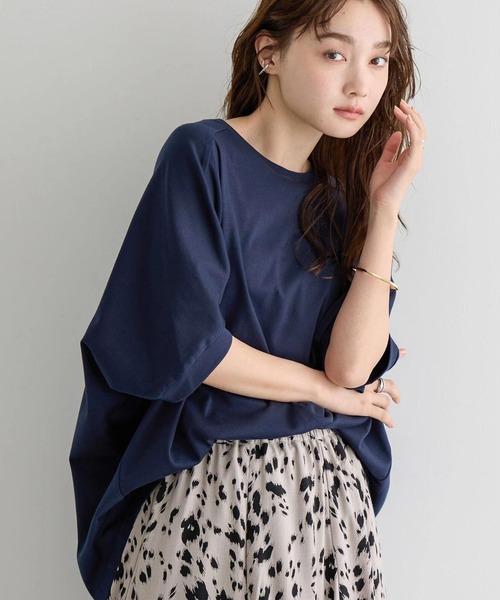 AMERICAN HOLIC（アメリカンホリック）の「キレイCottonドルマンカットプルオーバー（Tシャツ/カットソー・レディース・ライトイエロー/オフホワイト/ネイビー/チャコールグレー/ライトグレー・M/L）」の5枚目の写真