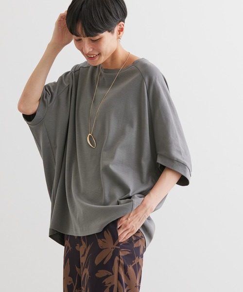 AMERICAN HOLIC（アメリカンホリック）の「キレイCottonドルマンカットプルオーバー（Tシャツ/カットソー・レディース・ライトイエロー/オフホワイト/ネイビー/チャコールグレー/ライトグレー・M/L）」の3枚目の写真