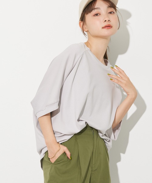 AMERICAN HOLIC（アメリカンホリック）の「キレイCottonドルマンカットプルオーバー（Tシャツ/カットソー・レディース・ライトイエロー/オフホワイト/ネイビー/チャコールグレー/ライトグレー・M/L）」の4枚目の写真