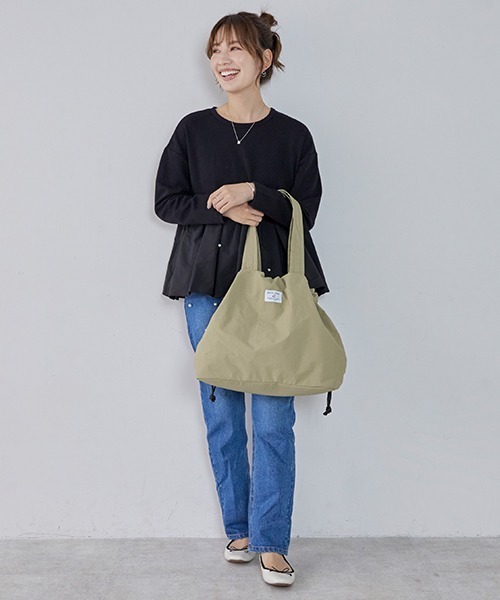 petit main（プティマイン）の「【WEB限定】【プティプラ】ママパパ巾着トートバッグ（トートバッグ・レディース・オリーブ・FREE）」の3枚目の写真