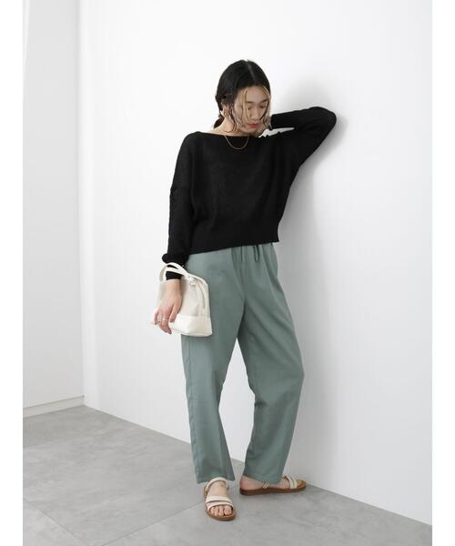 Samansa Mos2 blue(サマンサモスモスブルー)の「テーパードイージーパンツ(その他パンツ・レディース・ベージュ/ブラック/オレンジ/グリーン・F)」の5枚目の写真