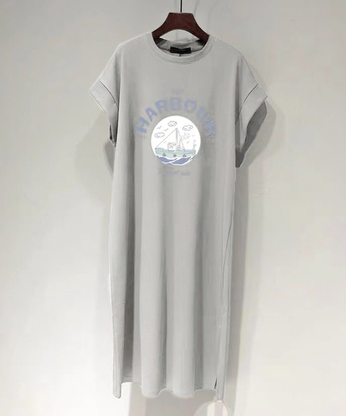LOPASS(ロパス)の「半袖Tシャツワンピース(ワンピース・レディース・ホワイト/ブラック/グレー/モカ・M/L)」の3枚目の写真