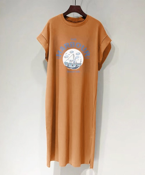 LOPASS(ロパス)の「半袖Tシャツワンピース(ワンピース・レディース・ホワイト/ブラック/グレー/モカ・M/L)」の4枚目の写真