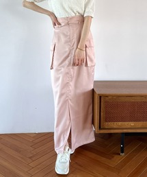 サテンカーゴスリットスカート / mic by Olu.