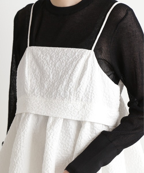 N.（N. Natural Beauty Basic）（エヌエヌナチュラルビューティーベーシック）の「◆ジャガードキャミチュニック（キャミソール・レディース・オフホワイト/ブラック・MEDIUM）」の10枚目の写真