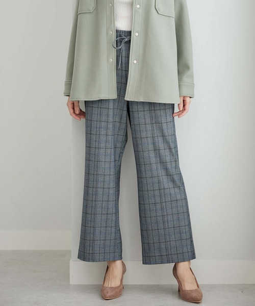 BELLUNA PLUS(ベルーナ)の「ストレッチ素材美脚ワイドパンツ60丈(その他パンツ・レディース・ブラウン系その他/ブルーグレー/グレー系その他/杢グレー・LARGE/X-LARGE/SMALL/MEDIUM)」の3枚目の写真