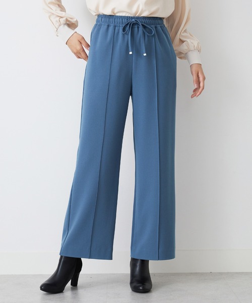 BELLUNA PLUS(ベルーナ)の「ストレッチ素材美脚ワイドパンツ60丈(その他パンツ・レディース・ブラウン系その他/ブルーグレー/グレー系その他/杢グレー・LARGE/X-LARGE/SMALL/MEDIUM)」の1枚目の写真