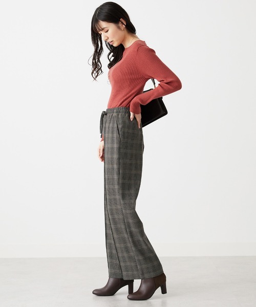 BELLUNA PLUS(ベルーナ)の「ストレッチ素材美脚ワイドパンツ60丈(その他パンツ・レディース・ブラウン系その他/ブルーグレー/グレー系その他/杢グレー・LARGE/X-LARGE/SMALL/MEDIUM)」の11枚目の写真