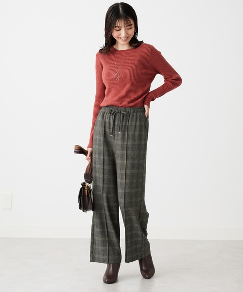 BELLUNA PLUS(ベルーナ)の「ストレッチ素材美脚ワイドパンツ60丈(その他パンツ・レディース・ブラウン系その他/ブルーグレー/グレー系その他/杢グレー・LARGE/X-LARGE/SMALL/MEDIUM)」の8枚目の写真