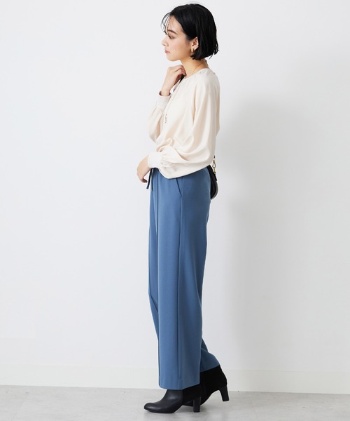 BELLUNA PLUS(ベルーナ)の「ストレッチ素材美脚ワイドパンツ60丈(その他パンツ・レディース・ブラウン系その他/ブルーグレー/グレー系その他/杢グレー・LARGE/X-LARGE/SMALL/MEDIUM)」の14枚目の写真