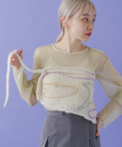 Kastane(カスタネ)の「【C -cie-】 contour scarf(ストール/ショール・レディース・ホワイト/ライトグレー・FREE)」の2枚目の写真