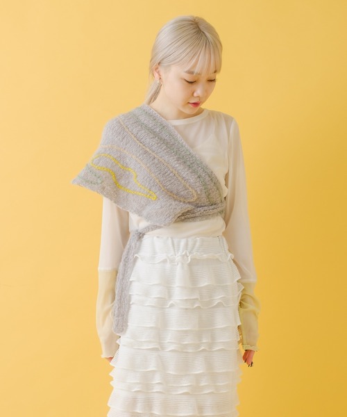 Kastane(カスタネ)の「【C -cie-】 contour scarf(ストール/ショール・レディース・ホワイト/ライトグレー・FREE)」の20枚目の写真