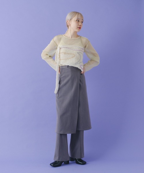 Kastane(カスタネ)の「【C -cie-】 contour scarf(ストール/ショール・レディース・ホワイト/ライトグレー・FREE)」の7枚目の写真