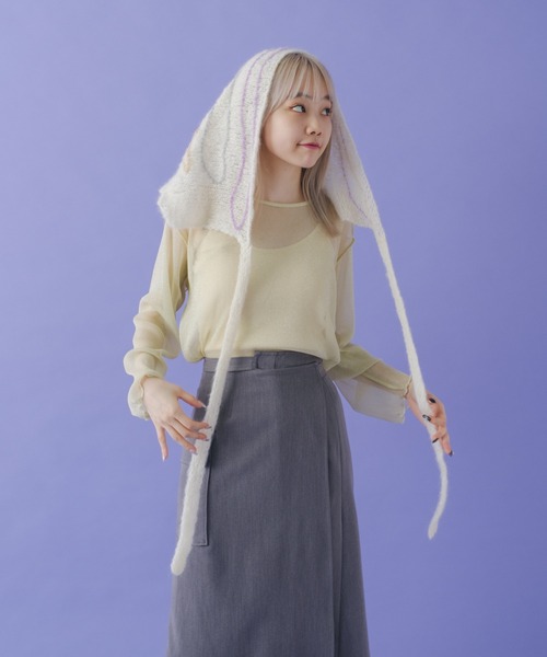 Kastane(カスタネ)の「【C -cie-】 contour scarf(ストール/ショール・レディース・ホワイト/ライトグレー・FREE)」の4枚目の写真