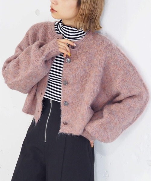 tiptop(ティップトップ)の「【wool】シャギーショート丈カーディガン(カーディガン/ボレロ・レディース・ピンク/ライム/チャコールグレー/アイボリー/ブルー系その他/グレー/グリーン・FREE)」の7枚目の写真