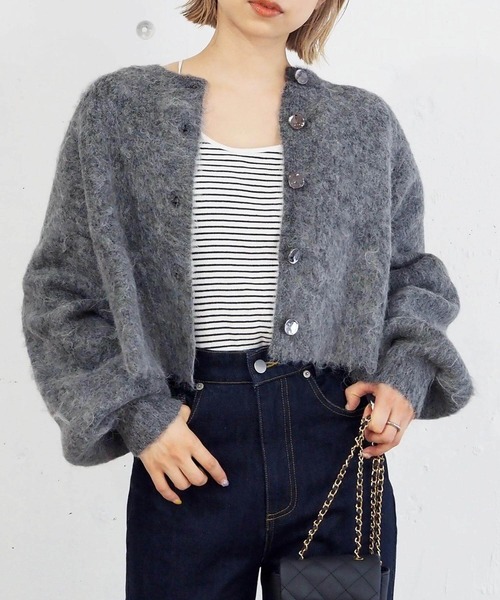 tiptop(ティップトップ)の「【wool】シャギーショート丈カーディガン(カーディガン/ボレロ・レディース・ピンク/ライム/チャコールグレー/アイボリー/ブルー系その他/グレー/グリーン・FREE)」の13枚目の写真