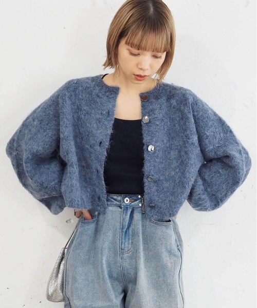 tiptop(ティップトップ)の「【wool】シャギーショート丈カーディガン(カーディガン/ボレロ・レディース・ピンク/ライム/チャコールグレー/アイボリー/ブルー系その他/グレー/グリーン・FREE)」の19枚目の写真