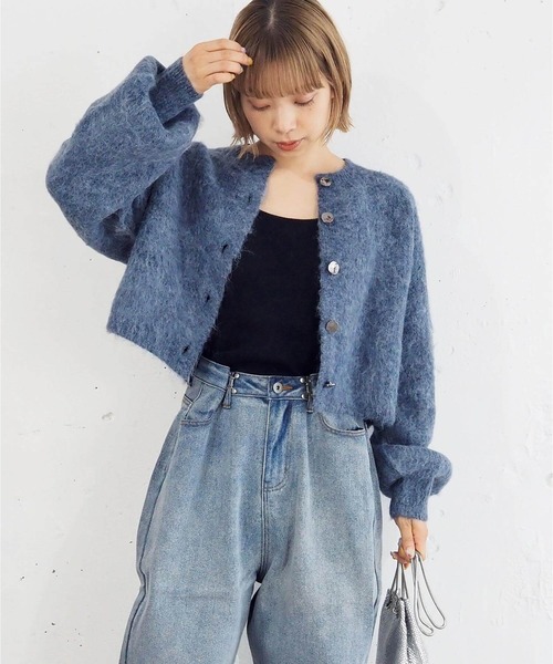 tiptop(ティップトップ)の「【wool】シャギーショート丈カーディガン(カーディガン/ボレロ・レディース・ピンク/ライム/チャコールグレー/アイボリー/ブルー系その他/グレー/グリーン・FREE)」の21枚目の写真