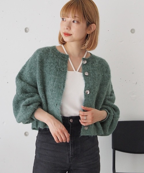 wool】シャギーショート丈カーディガン（カーディガン/ボレロ