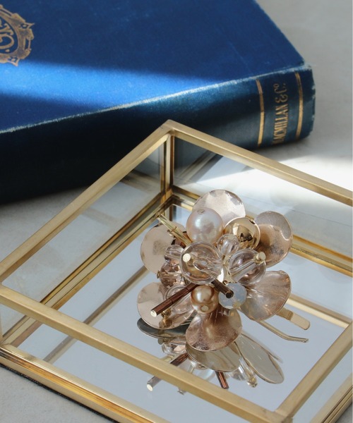 セール】コットンパール×パーツMIXフラワーヘアカフ（ヘアゴム