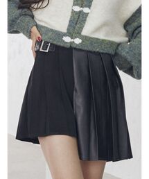 プリーツアシメミニスカート