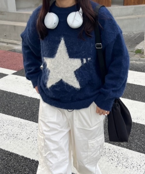 nemne store（ネンネストア）の「【低身長サイズあり】アソートモチーフニット（ニット/セーター・レディース・ブルー/グレー/ネイビー系2/アイボリー系2/ネイビー系3/グレー系その他/アイボリー系1/ネイビー系1/スミクロ・SMALL/MEDIUM）」の9枚目の写真