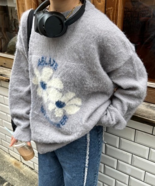 nemne store（ネンネストア）の「【低身長サイズあり】アソートモチーフニット（ニット/セーター・レディース・ブルー/グレー/ネイビー系2/アイボリー系2/ネイビー系3/グレー系その他/アイボリー系1/ネイビー系1/スミクロ・SMALL/MEDIUM）」の4枚目の写真